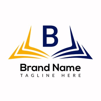 Education Logo On Letter B Template. Open Book Logo On B Letter, Initial Educational Sign Concept Template vector