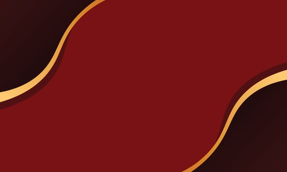 Red wave with gold line background. vector