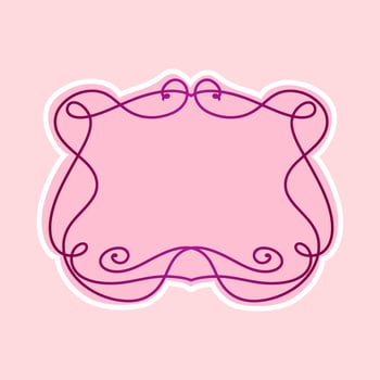 Rectangular frame with swirls on a pink background, hand-drawn, copy space, vector illustration, design element
