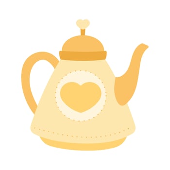 yellow teapot with heart vector