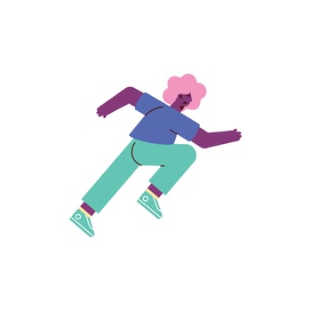 afro woman running vector