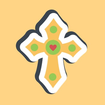 Sticker cross. Day of the dead celebration elements. Good for prints, posters, logo, party decoration, greeting card, etc. vector