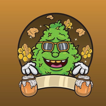 Honey Strain With Weed Cartoon. Weed Design For Logo, Label and Packaging Product. vector