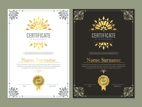 Achievement certificate best award diploma vector