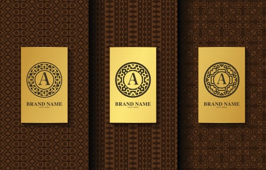 Set of luxury retro labels with calligraphic vector logo. Antique monogram collection