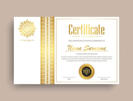Achievement certificate best award diploma vector