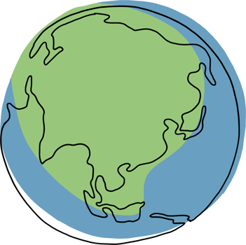 earth doodle continuous line freehand drawing. png