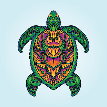 Floral turtle vintage ornament illustration vector