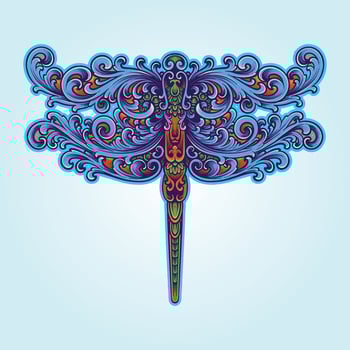 Luxury decorative dragonfly ornament illustration vector