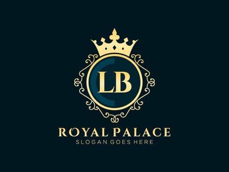 Letter LB Antique royal luxury victorian logo with ornamental frame. vector