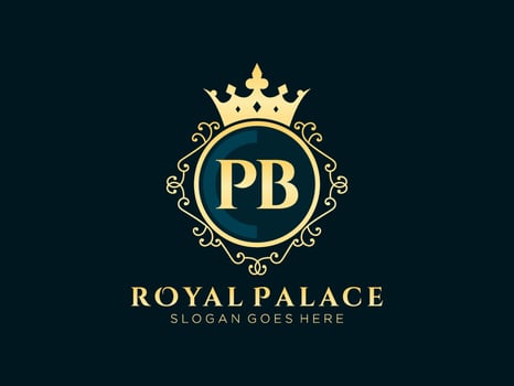 Letter PB Antique royal luxury victorian logo with ornamental frame. vector