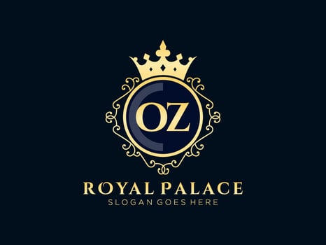 Letter OZ Antique royal luxury victorian logo with ornamental frame. vector