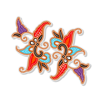 Natural Motif Batik Illustration, Indonesian Batik Vector Design