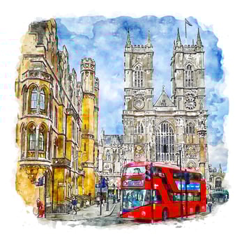 London United Kingdom Watercolor sketch hand drawn illustration vector