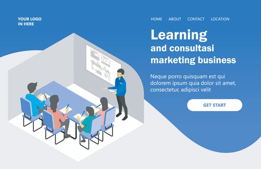 Illustration of business communicative training includes fun and comfort at work Suitable for landing page, flyers, Infographics, And Other Graphic Related Assets-vector vector