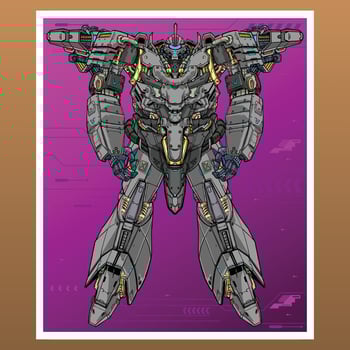 Mecha robot illustration builded by head arm body leg weapon illustration premium vector