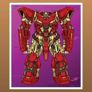 Mecha robot mobile builded by head arm body leg weapon illustration premium vector