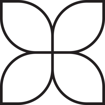 Abstract four petal flower logo illustration in trendy and minimal style png