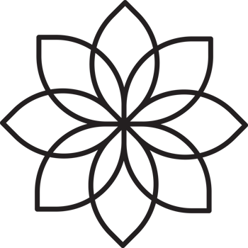 Abstract eight petal flower logo illustration in trendy and minimal style png