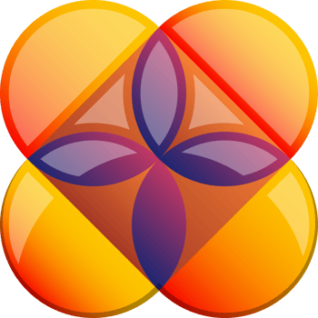 Abstract four petal flower logo illustration in trendy and minimal style png
