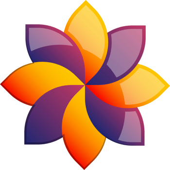 Abstract eight petal flower logo illustration in trendy and minimal style png