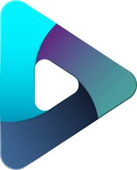 Abstract play button logo illustration in trendy and minimal style png