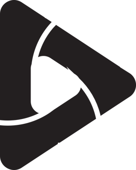 Abstract play button logo illustration in trendy and minimal style png