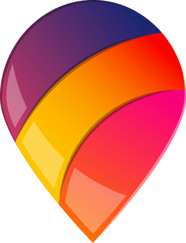 Abstract location pin logo illustration in trendy and minimal style png