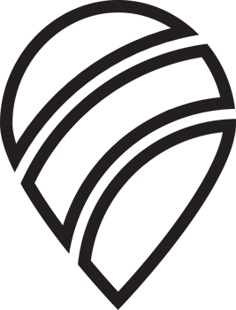 Abstract location pin logo illustration in trendy and minimal style png