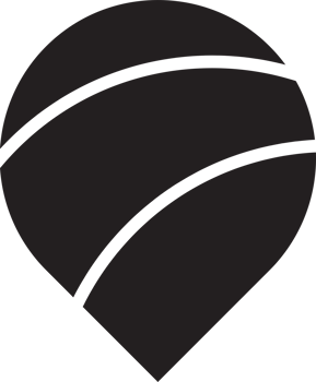Abstract location pin logo illustration in trendy and minimal style png