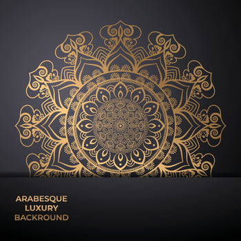 Luxury ornamental mandala design background in gold color vector
