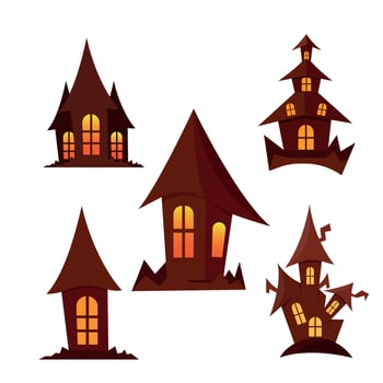Creative Creepy Horror House Illustrations Vector, Horror Hi-Quality Ghost Home Design, Unique Premium Download With Vector File.