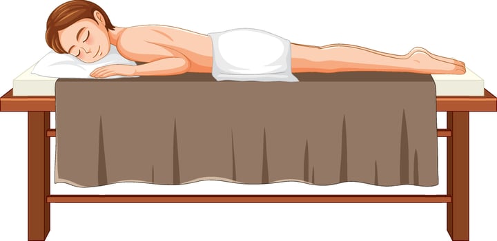 A woman lying on massage bed vector