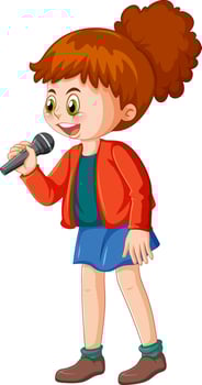 Singer girl cartoon character isolated vector