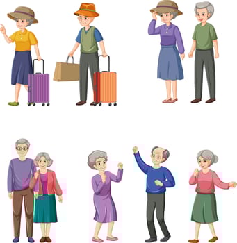 Collection of elderly people characters vector