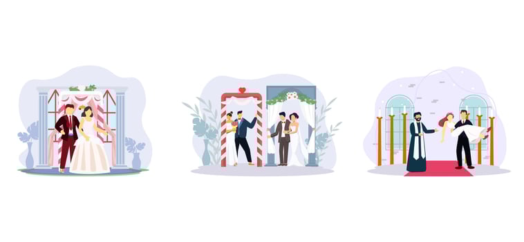 Wedding Memorial Moment Flat Bundle Design vector