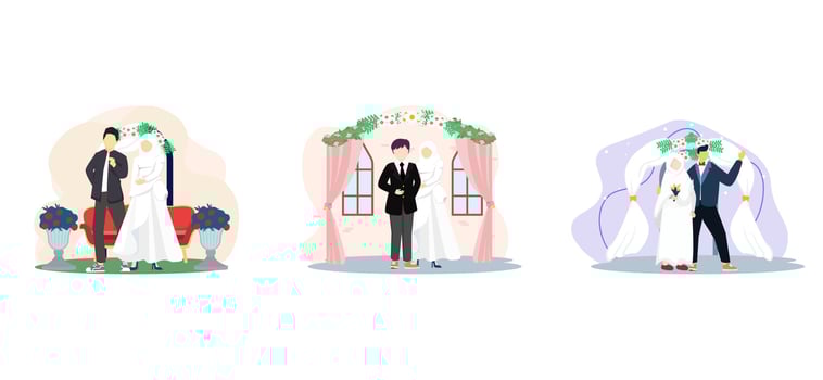 Wedding Islamic Flat Bundle Design vector