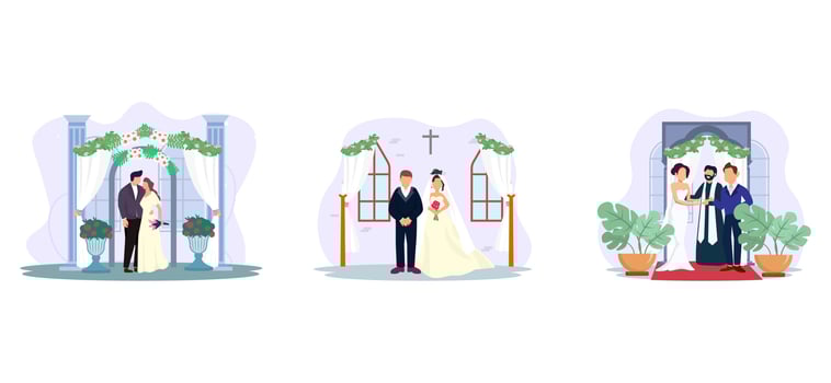 Wedding Interior Room Flat Bundle Design vector