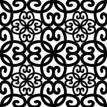 Ethnic black and white drawing flower pattern. Drawing floral shape black and white color seamless pattern background. Use for fabric, interior decoration elements, upholstery, wrapping. vector