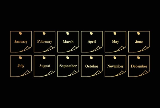Elegant Luxury Golden Paper Pins Month Note for To Do List vector