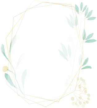 golden frame with watercolor green leafs wreath png