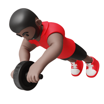 3d illustration of a guy doing exercise with roller wheel png