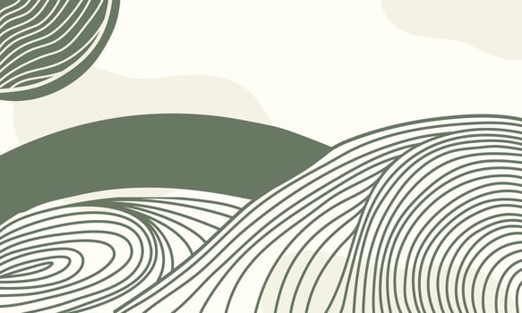 Green mountain drawn background Japanese design vector