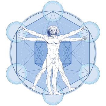 Vitruvian Man with Metatron Background vector