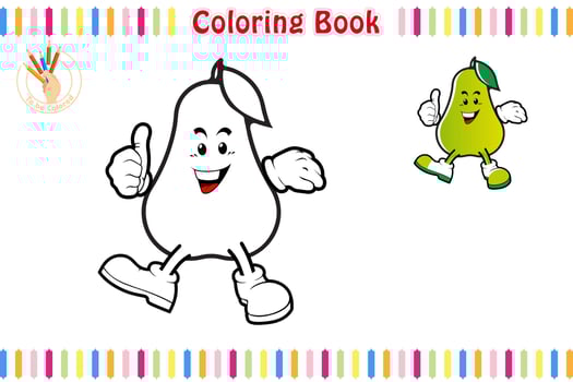 Coloring Book with a Fruit cartoon style, Educational children game printable worksheet vector illustration