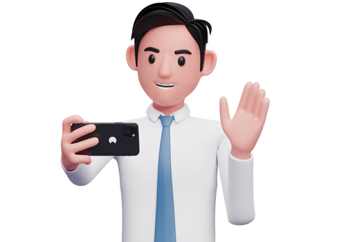 portrait of a businessman in white shirt making a video call with a cell phone, 3d illustration of businessman using phone png