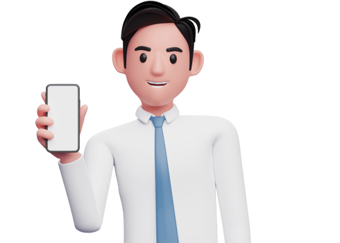 businessman in white shirt holding a cellphone while tilting her body, 3d illustration of businessman using phone png