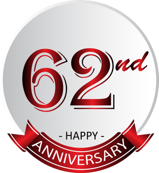 62nd anniversary celebration label png