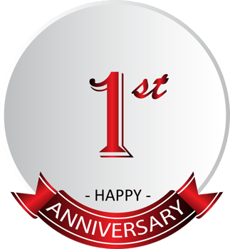 1st anniversary celebration label png