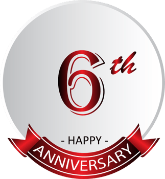 6th anniversary celebration label png